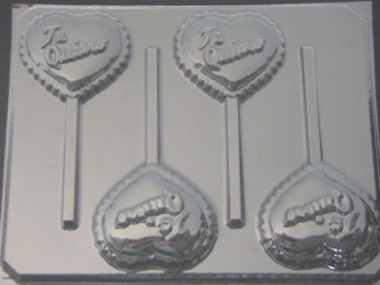 914 Te Quiero Hearts Chocolate or Hard Candy Lollipop Mold